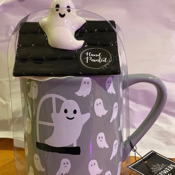 New!!! Ghost haunted house Mug with Ghost Topper! - Picture 1 of 5